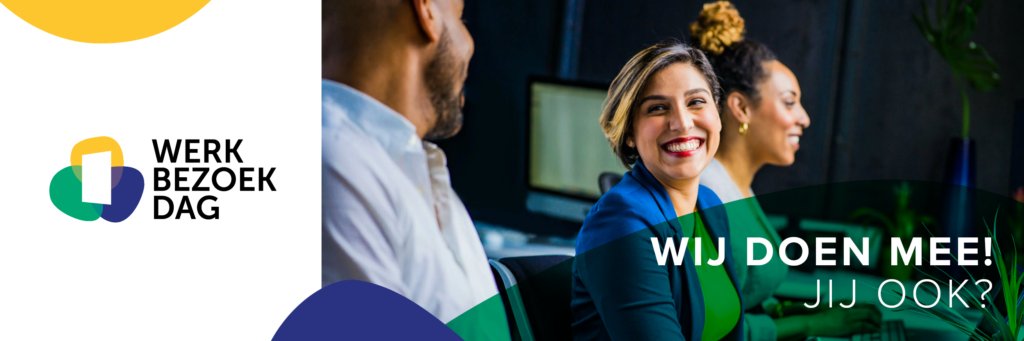 Werkbezoekdag's tweet card. De Nationale Werkbezoekdag op 19 november is dé dag waarop werkgevers en werk(zoek)end Nederland elkaar laagdrempelig ontmoeten via werkbezoeken! Doe je mee?