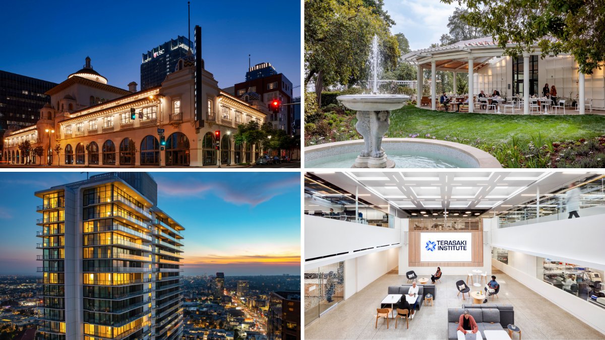 MATTconstructCA's tweet card. The Herald Examiner Building, Landmark Los Angeles, Rose Garden Tea Room at the Huntington, and the Terasaki Institute all win awards at the 53rd annual Architectural Awards