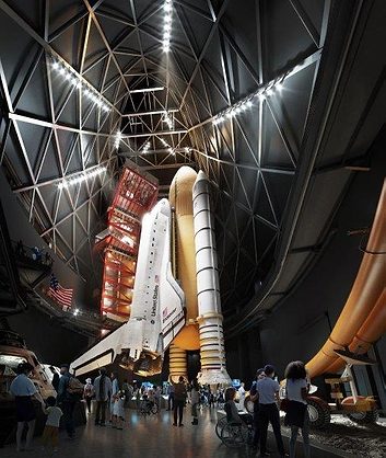 MATTconstructCA's tweet card. The Samuel Oschin Air and Space Center will house the decommissioned orbiter within a 20-story-tall structure clad in stainless steel.