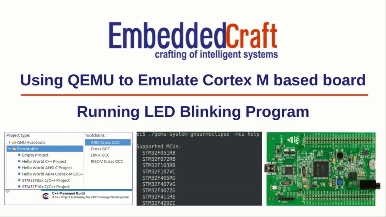 embeddedcraft's tweet card. Using QEMU to Emulate Cortex M based board and Running LED Blinking...