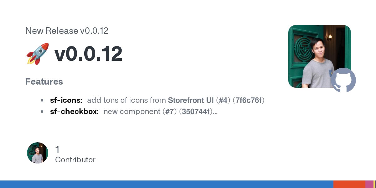 runyasak's tweet card. Features sf-icons: add tons of icons from Storefront UI (#4) (7f6c76f) sf-checkbox: new component (#7) (350744f) sf-icon-base: add svgClass (553f683) sf-input: new component (08f75a2) sf-radio: ne...