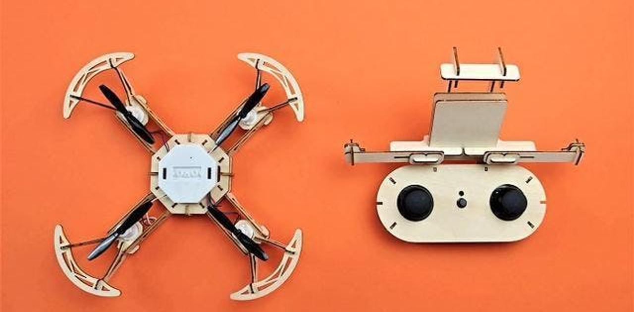 tech_study_prog's tweet card. 本日からCampfireでクラファンをスタートさせた｢木製ドローン｣も、きっと僕たちの心をいい意味で騒がせてくれるもの。｢作る楽しさ｣と｢飛ばす楽しさ｣を両立した、ちょっと変わったドローンちゃんなんです。