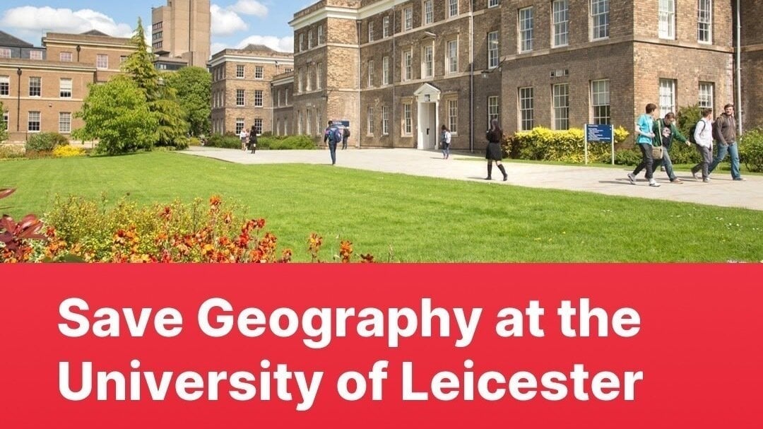 _geospatiality's tweet card. Save Geography at the University of Leicester