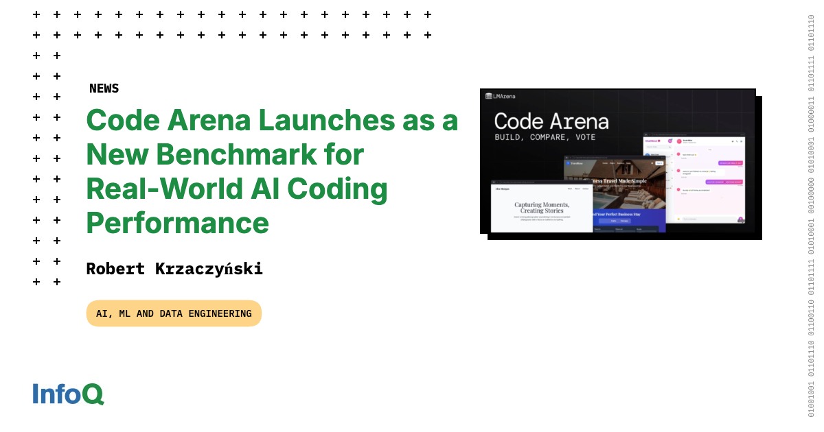 JavaWales's tweet card. LMArena has launched Code Arena, a new evaluation platform that measures AI models' performance in building complete applications instead of just generating code snippets. It emphasizes agentic...