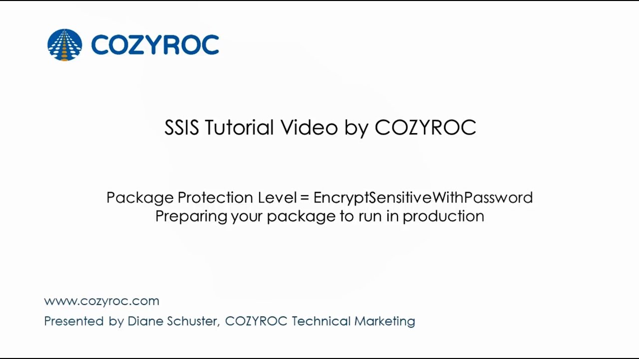 CozyRoc's tweet card. EncryptSensitiveWithPassword package protection level - SSIS tutorial...