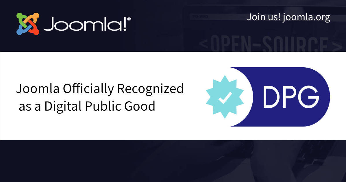 joomla's tweet card. Joomla is proud to announce that it has been officially recognized as a digital public good (DPG) by the Digital Public Goods Alliance (DPGA), an initiative supported by the United Nations. This...