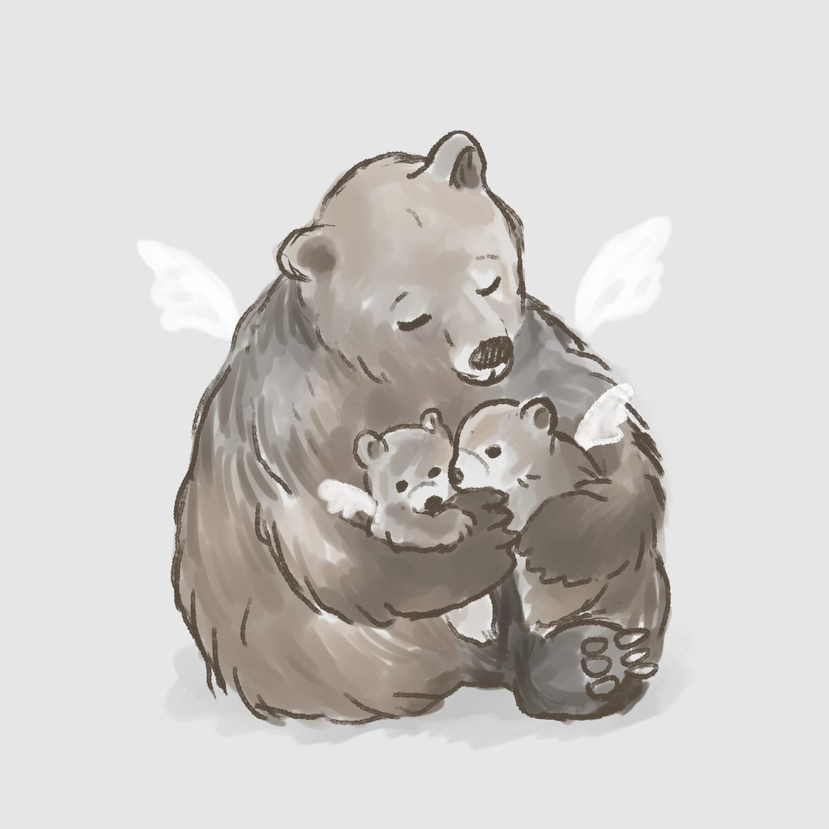 pSGLAr0ubSdo74f's tweet card. 天国へ行った熊の親子が、どうか向こうで幸せに過ごしていますように🙏 願已經去到天國的熊媽媽和小熊，能在那邊幸福安穩地過生活。