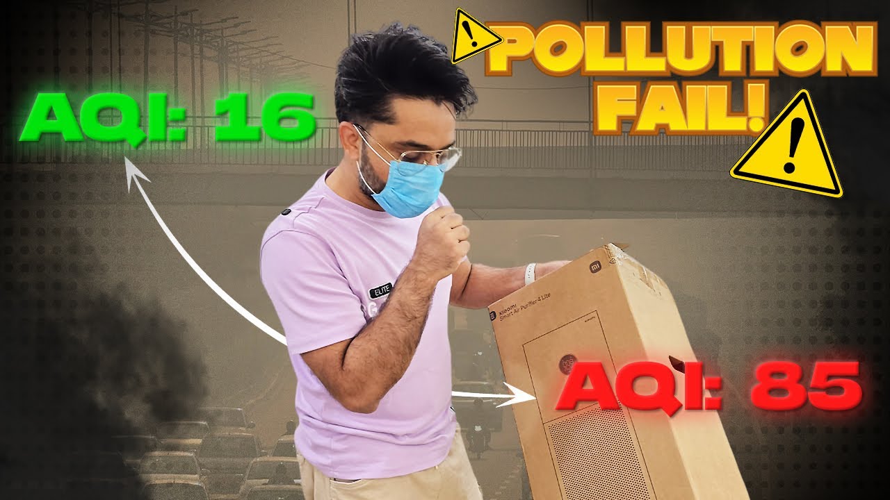 TechWeu's tweet card. Delhi ka 'Severe' Pollution Fail 😱! Mi Purifier ne 'Unhealthy' (85...