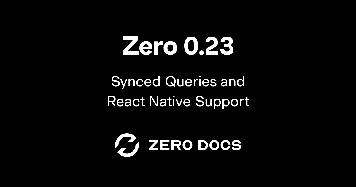 zero__ms's tweet card. Synced Queries and React Native Support