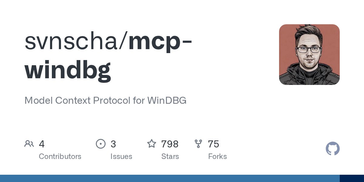 ksg93rd's tweet card. Model Context Protocol for WinDBG. Contribute to svnscha/mcp-windbg development by creating an account on GitHub.