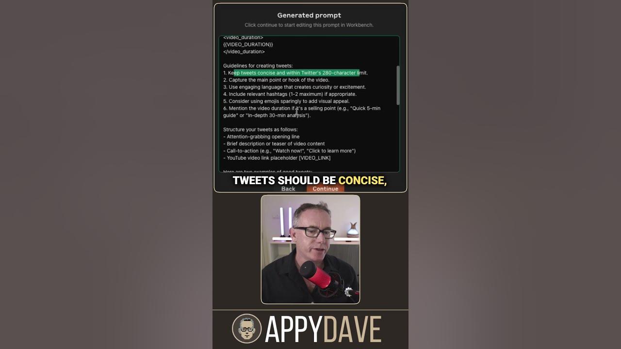 AppyDave's tweet card. Create Social Media Posts with Anthropic AI Prompt Generator