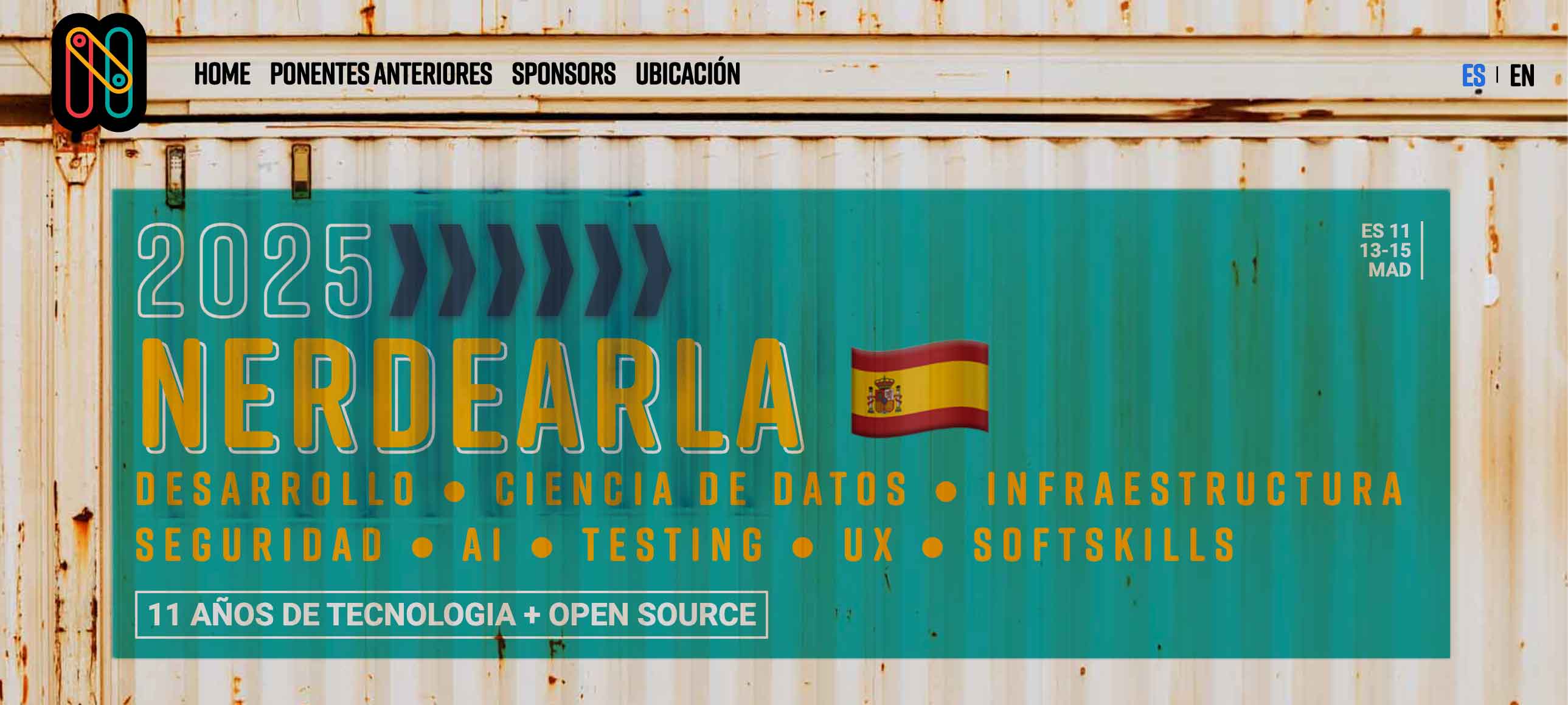 FrontenddevMad's tweet card. Nerdearla España 2025, tres días de charlas, talleres y actividades junto a una gran comunidad open source.