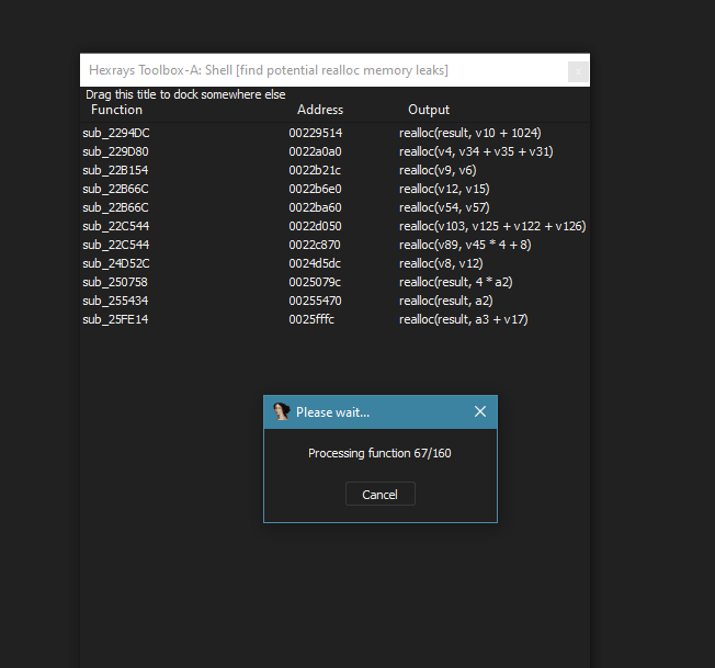 PythonArsenal's tweet card. Hexrays Toolbox - Find code patterns within the Hexrays ctree - patois/HexraysToolbox