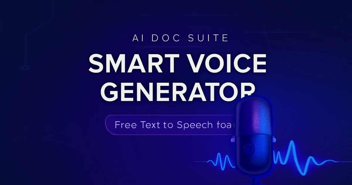 ai_doc_suite's tweet card. Generate realistic AI voices, Audio, listen instantly, and download as MP3. Includes Pause, Speed Control, Voice Switching, and Smart Download.
