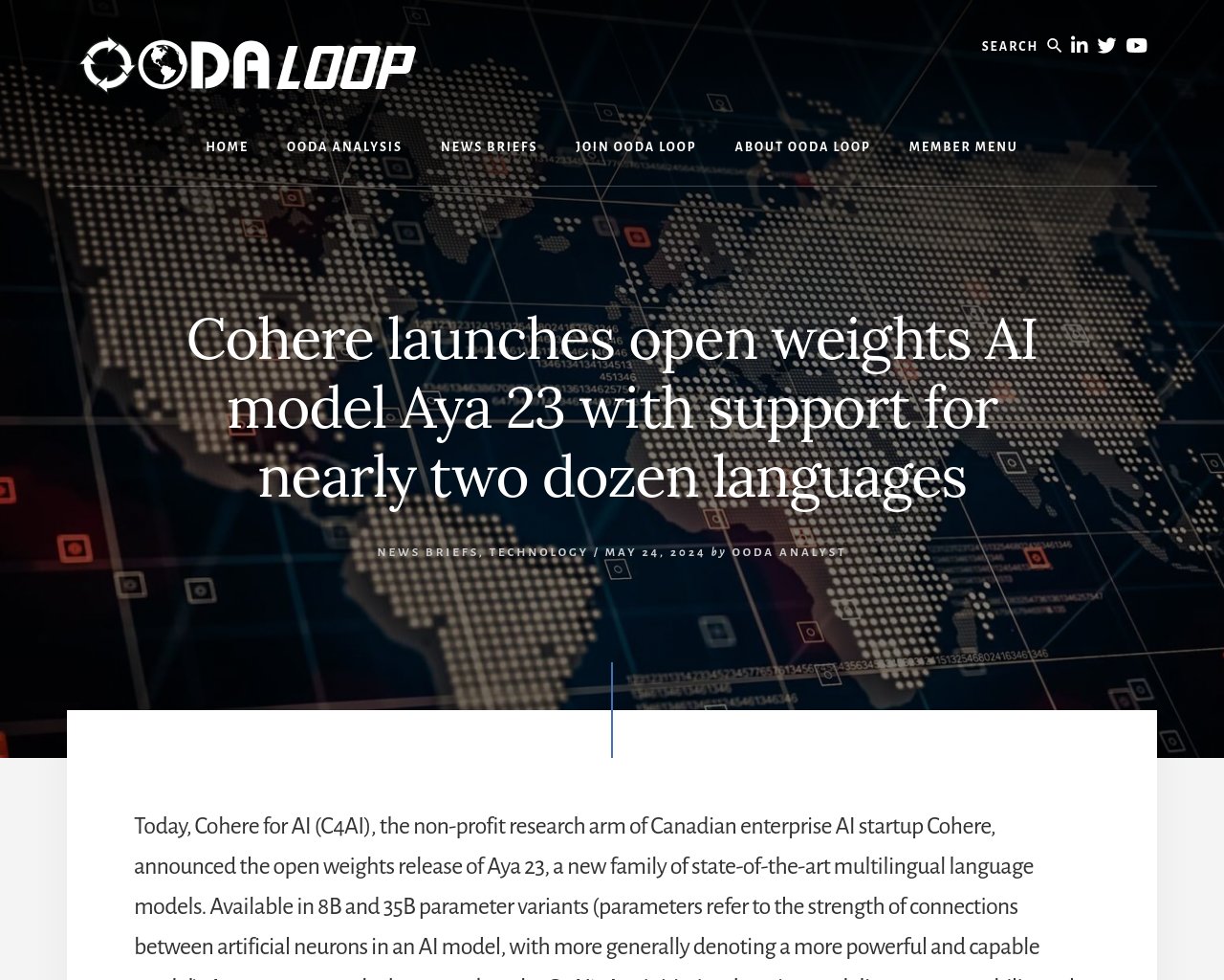 managetech_inc's tweet card. 新しい最先端の多言語言語モデルファミリー、Aya 23のオープンウェイトリリースが発表された Aya 23は8