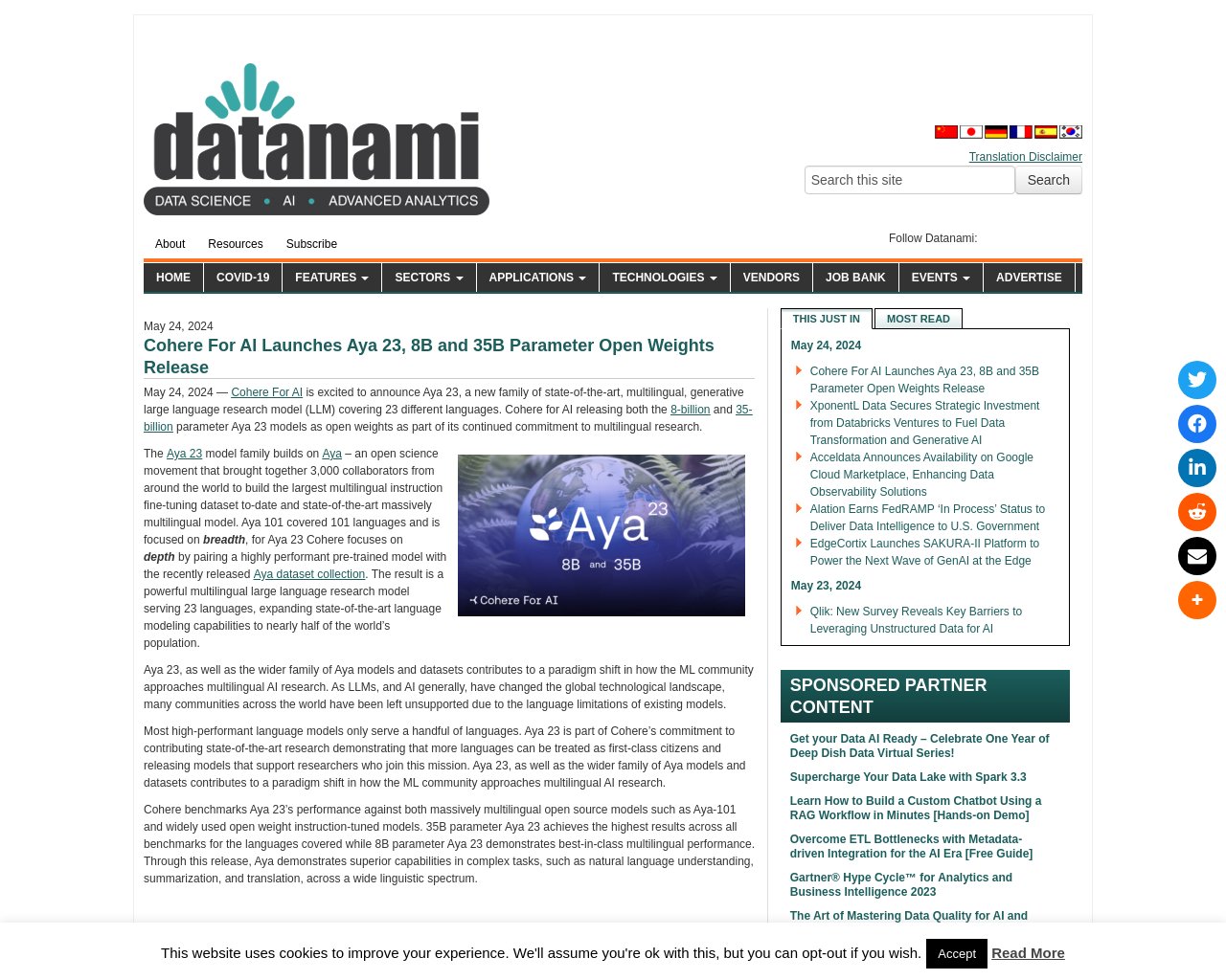 managetech_inc's tweet card. Summary in Japanese 要点 新しいAya 23モデルファミリーは、23の異なる言語をカバーす