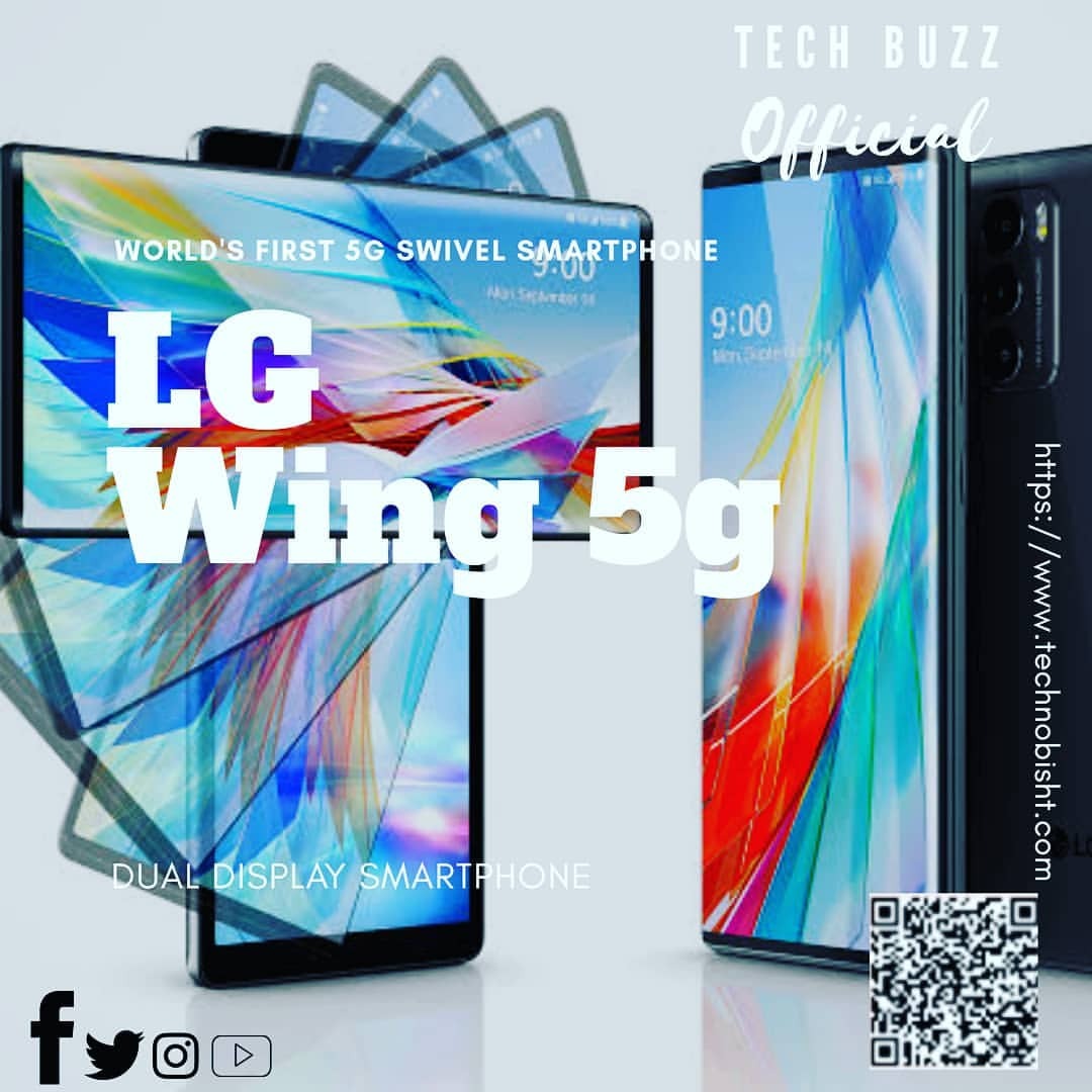TechBuzzMad's tweet card. 💬 0  🔁 0  ❤️ 0 · LG Wing 5G and LG Velvet launched in India for Rs 69,990 (~$948) and Rs 36,990 (~$504) . . For full article check: https://www.technobisht.com or scan QR code in image. . . . . . F…
