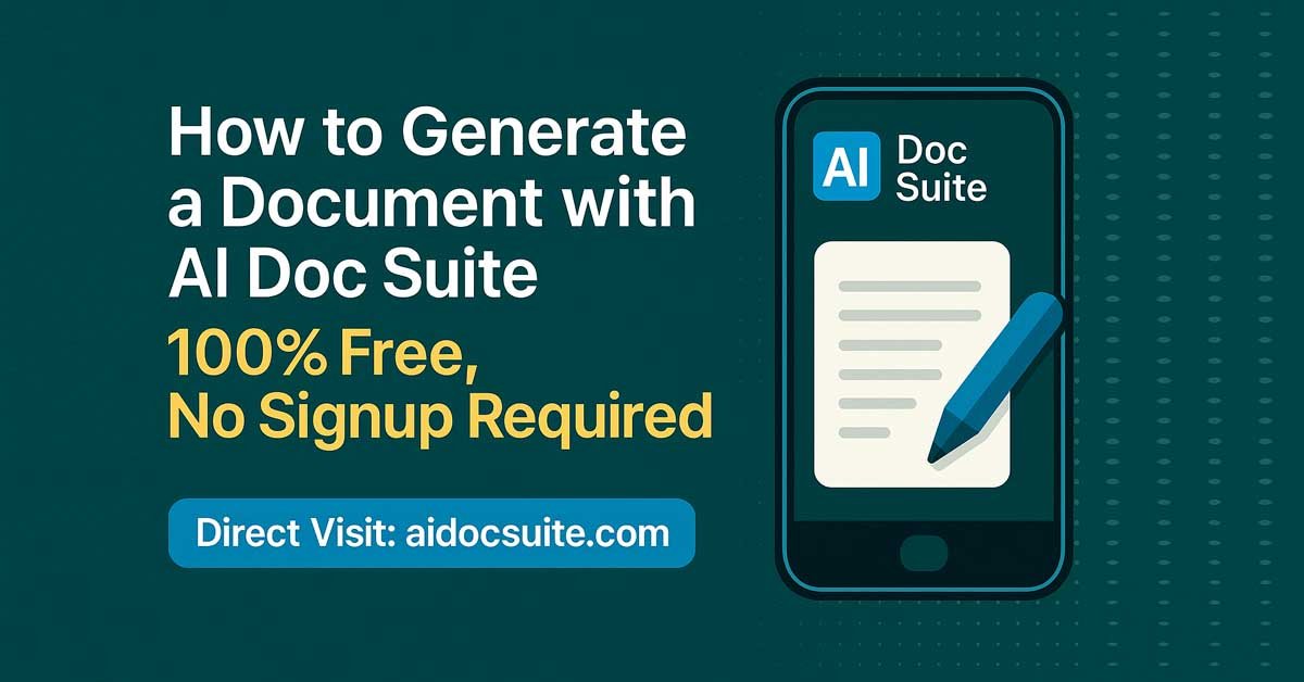 ai_doc_suite's tweet card. Generate any document instantly with AI Doc Suite’s AI Document Generator — no signup, no software, and 100% free. Create resumes, invoices, letters, agreements, and fully AI-written documents...