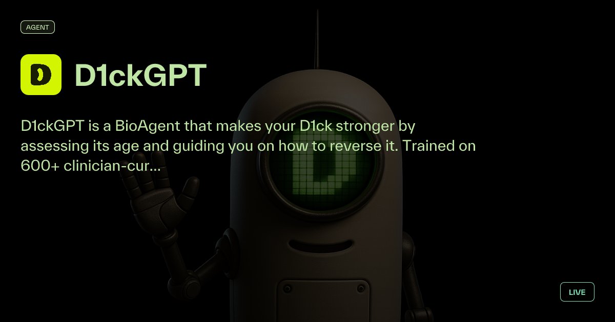 RitheOG's tweet card. AI Agent detail page for d1ckgpt