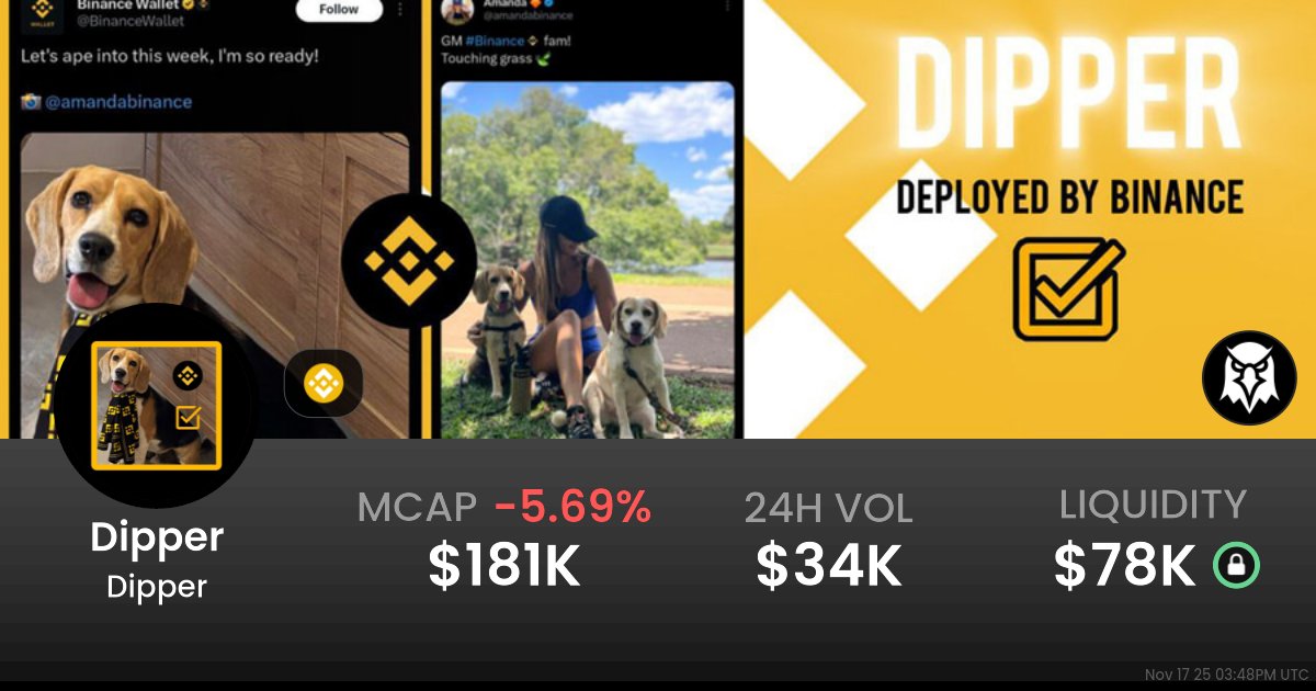 crypto_popseye's tweet card. $0.0001812 Dipper (Dipper) realtime price charts, trading history and info - Dipper / WBNB on BSC / PancakeSwap
