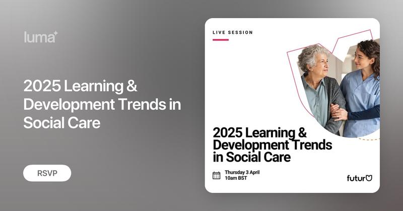 FuturU_ai's tweet card. You’re invited to our next free webinar: 2025 Learning & Development Trends in Social Care. Join Mark Story, Head of Learning Innovation, and the FuturU team…