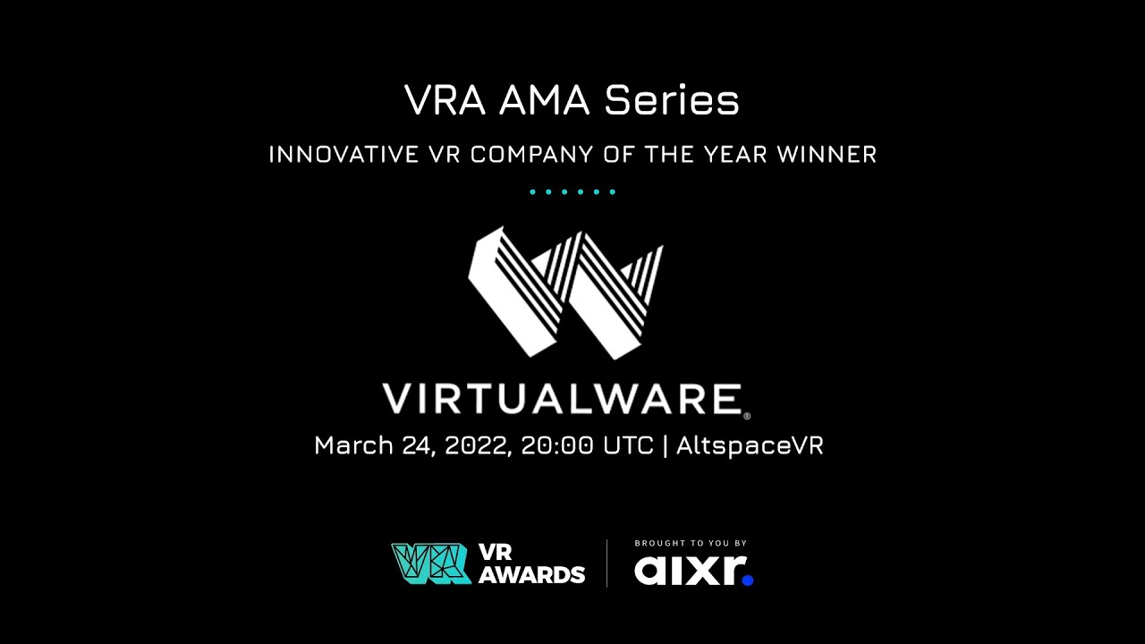 VRAwards's tweet card. Innovative VR Company of the Year 2021 Winner - AMA with Virtualware