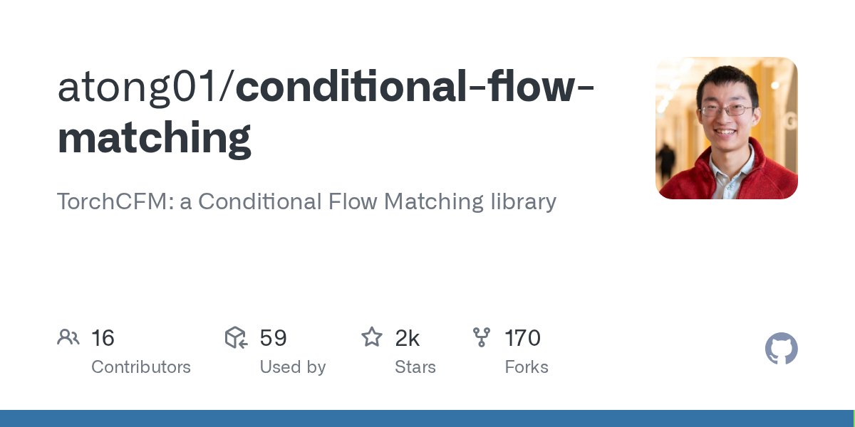 PyTorchPractice's tweet card. TorchCFM: a Conditional Flow Matching library. Contribute to atong01/conditional-flow-matching development by creating an account on GitHub.