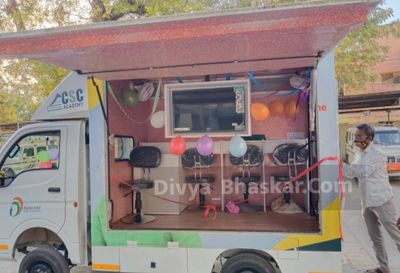 apurvRaval4's tweet card. ગ્રામ્ય વિસ્તારોના નાગરિકોને ડિજિટલ વાનનો લાભ મળશે | The first digital van in the state out of 8 in the country was commissioned in Mehsana district