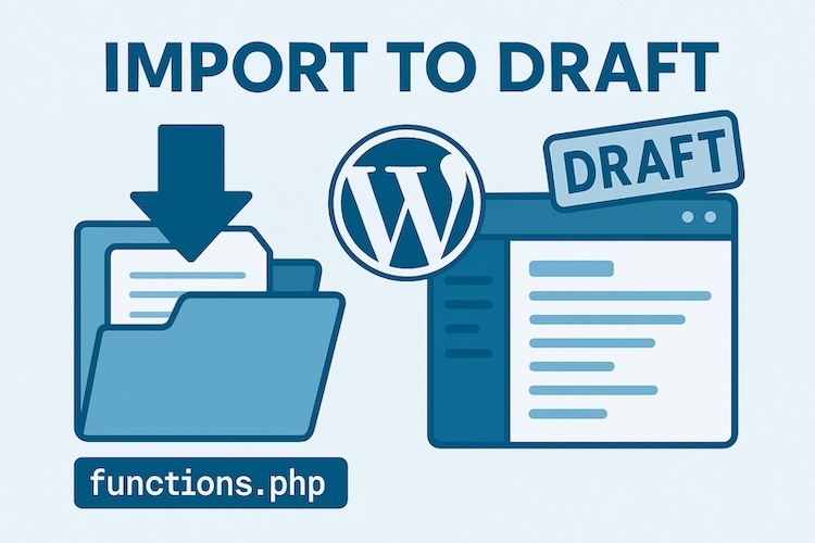 techgrapple's tweet card. Set all WordPress imports to Draft with a tiny functions.php snippet and the built-in WordPress Importer. Guide with Code.