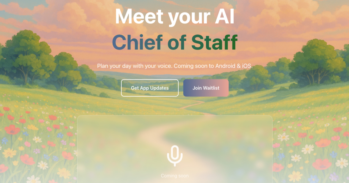 keshaha08's tweet card. Plan your day with your voice. Coming soon to Android & iOS.
