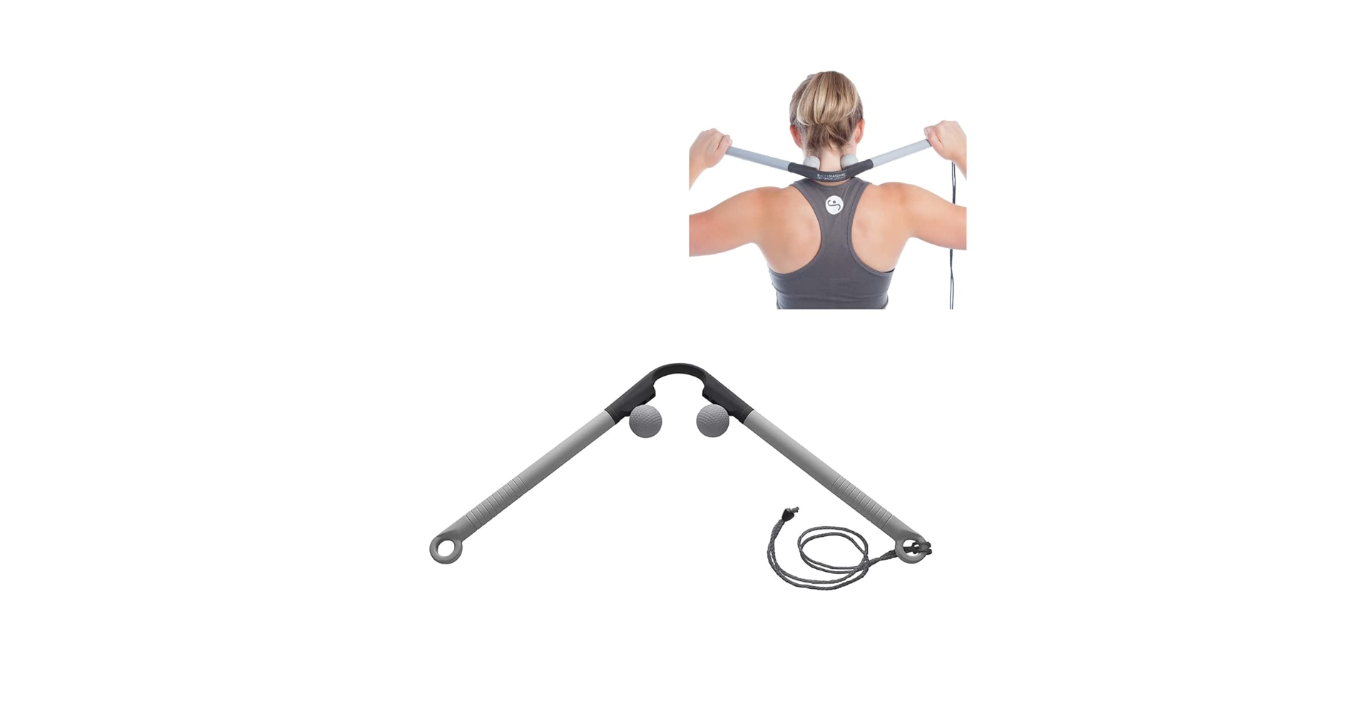 bodybackcompany's tweet card. The best massage tool made for releasing muscle spasms and knots in the neck and hard to reach shoulders and calf muscles. It comes apart for travel and easy storage. The massage balls are adjustable...