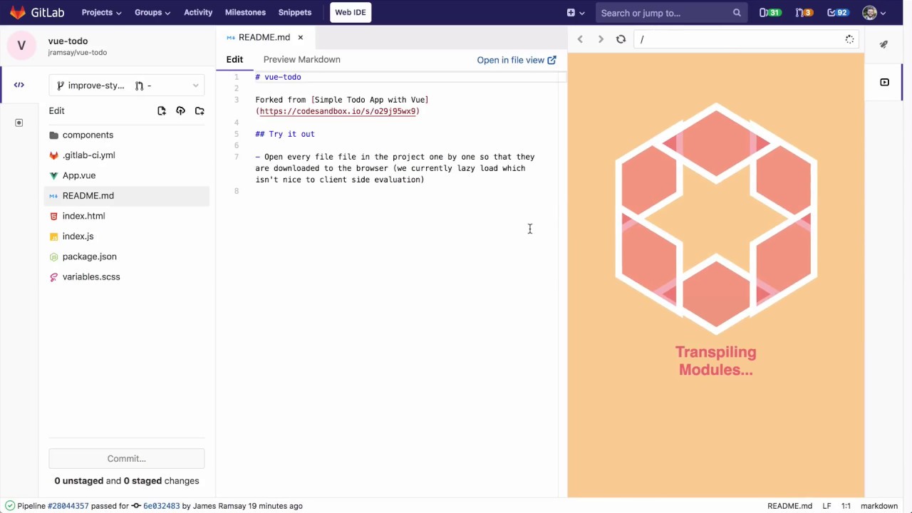 CompuIves's tweet card. Client-side evaluation in Web IDE