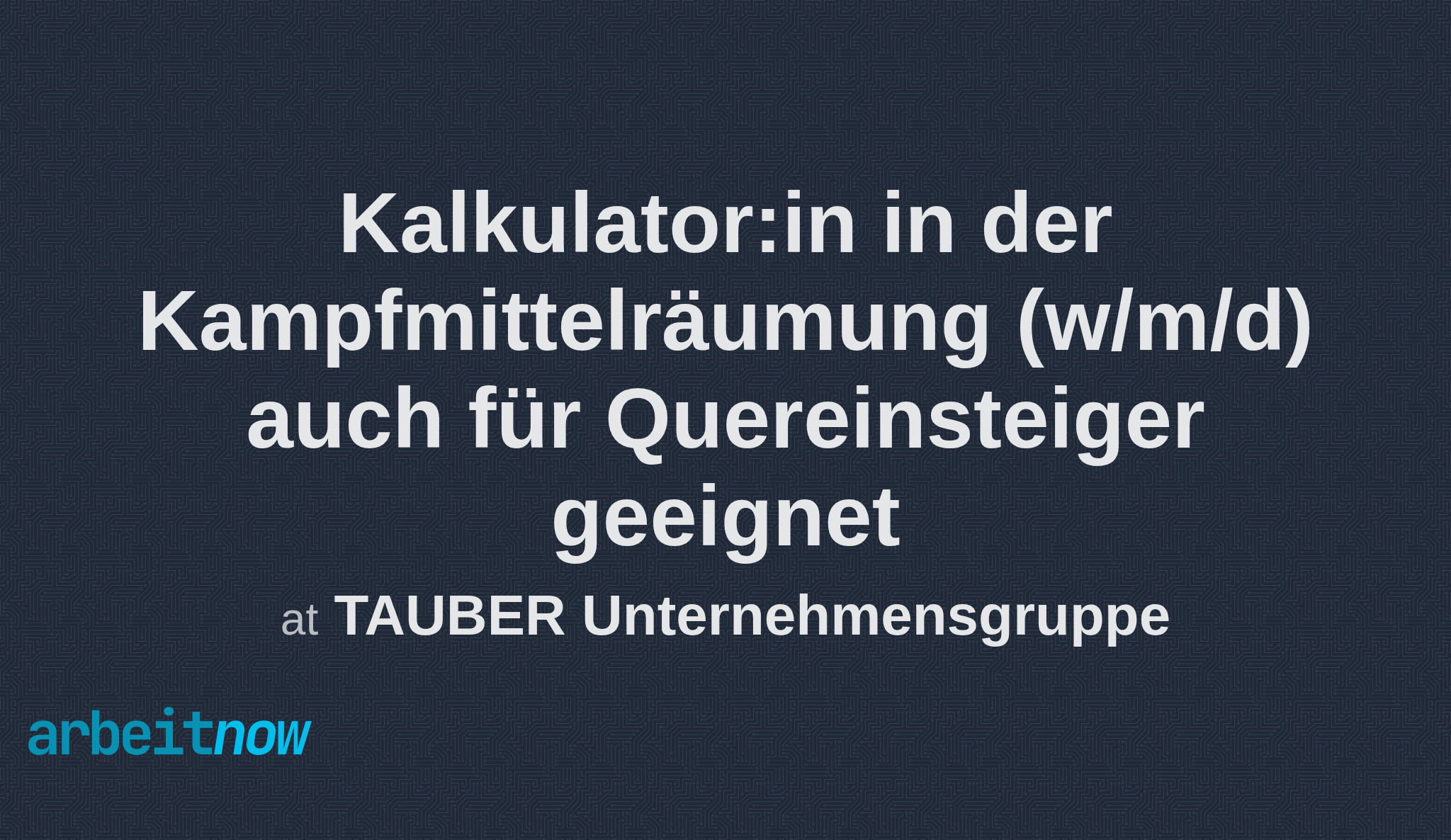 arbeitnow's tweet card. TAUBER Unternehmensgruppe is hiring a Kalkulator:in in der Kampfmittelräumung auch für Quereinsteiger geeignet in Weiterstadt. Apply now on Arbeitnow.