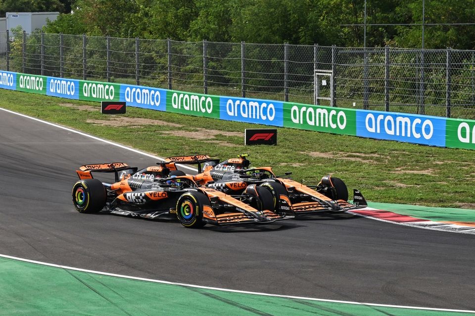 NobleF1's tweet card. Oscar Piastri’s opening-lap overtake of Lando Norris in the Italian GP will be reviewed by McLaren amid F1 title push