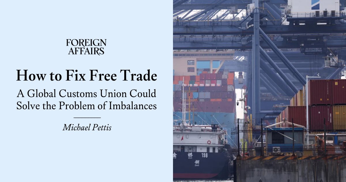 michaelxpettis's tweet card. A global customs union could solve the problem of imbalances.