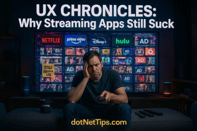 realDotNetDave's tweet card. Major streaming platforms like Netflix and Amazon Prime Video are failing to prioritize user experience, leading to frustration for users. Issues such as misleading content promotion, disruptive ad…