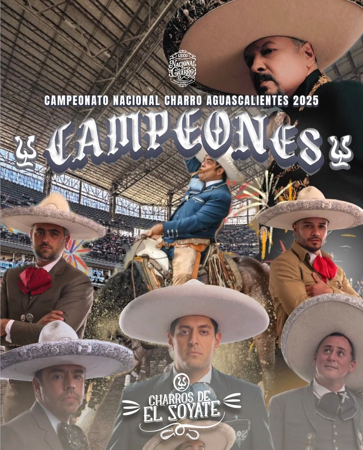 MVIEW_MX's tweet card. El equipo El Soyate, encabezado por Pepe Aguilar, se coronó campeón nacional en el Congreso y Campeonato Nacional Charro Aguascalientes 2025 tras 33 años de espera. Enrique Jiménez logró el tetraca...