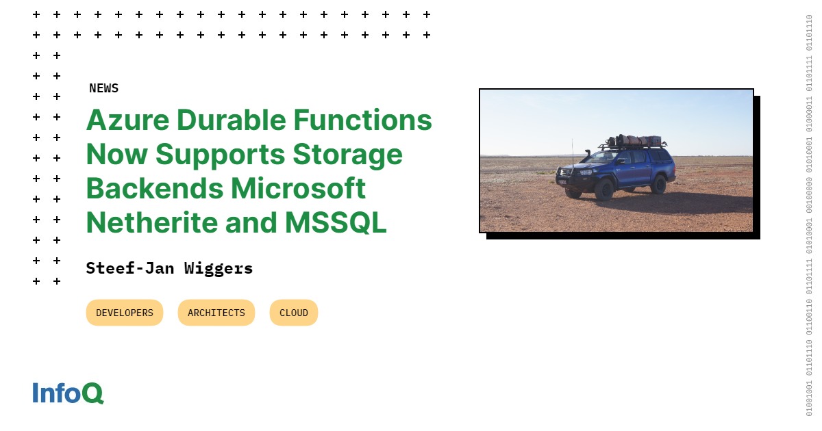 NightstarPartn1's tweet card. Microsoft recently announced that Azure Durable Functions support for the new storage providers, Netherite and Microsoft SQL Server (MSSQL), is generally available.