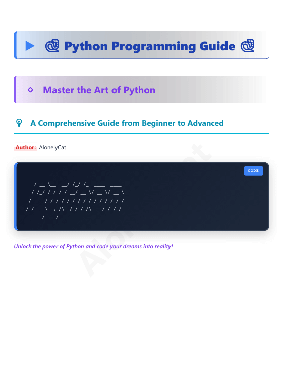 CodeWithCat's tweet card. Take your coding skills to the next level with “Programming in Python — Basics to Advanced,” a complete 310+ page learning guide crafted for beginners, students, and aspiring developers.This book...
