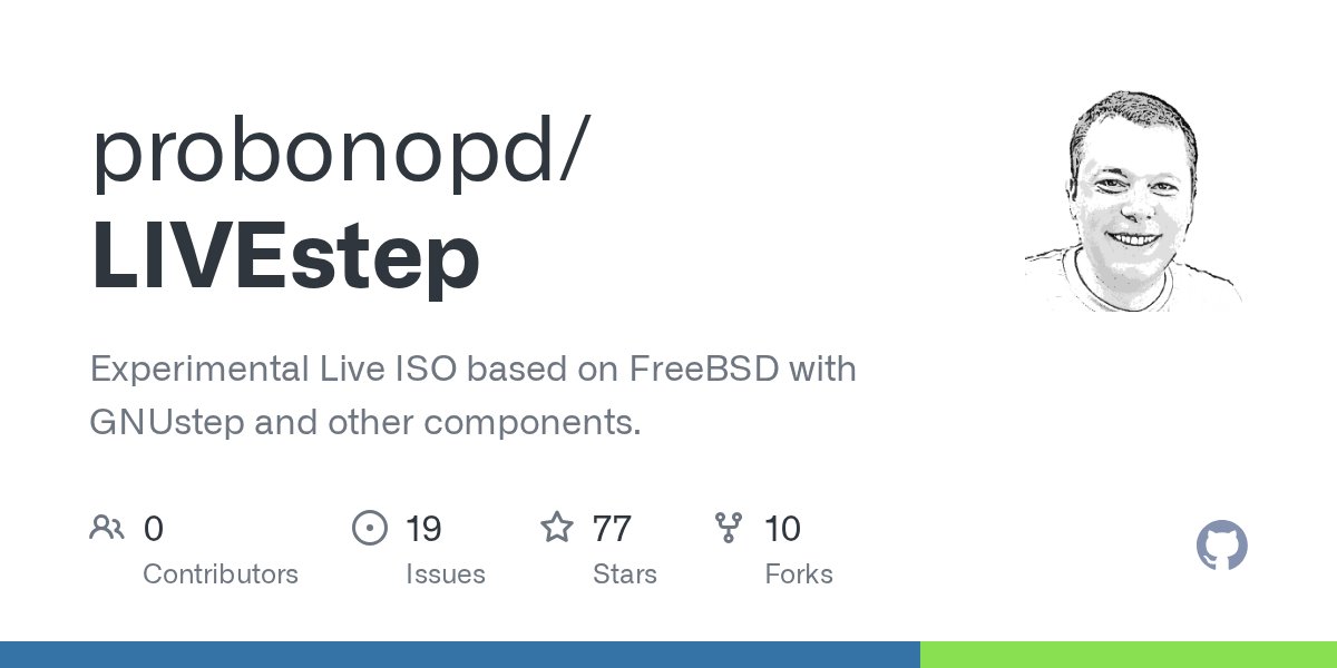 probonopd's tweet card. Experimental Live ISO based on FreeBSD with GNUstep and other components. - probonopd/LIVEstep