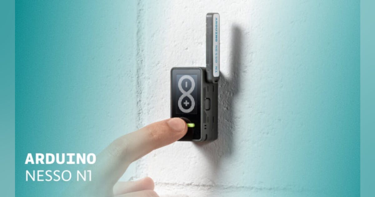 ElectronicDesgn's tweet card. Arduino wows with the unveiling of its palm-sized Nesso N1 IoT development kit.