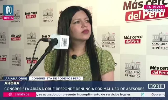 canalN_'s tweet card. Ariana Orúe niega uso indebido de personal del Congreso y afectación a su privacidad.