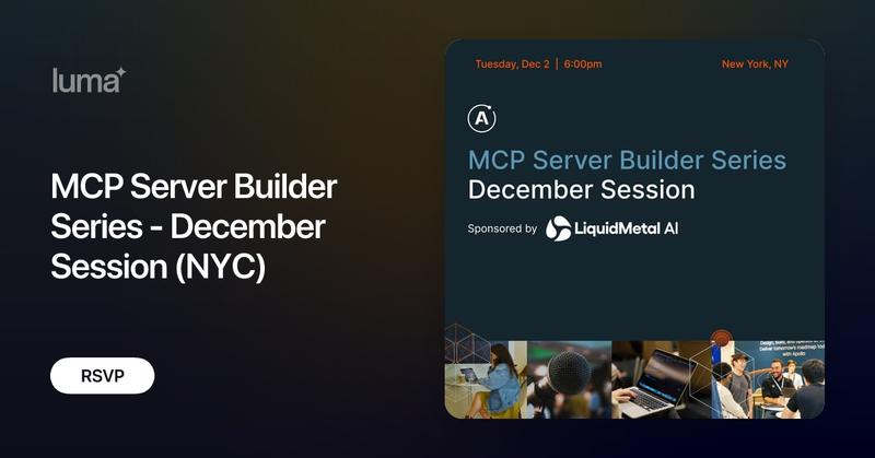 hey_amandam's tweet card. Join fellow developers and creators for an interactive event dedicated to Model Context Protocol (MCP) server development. Experience hands-on talks and live…