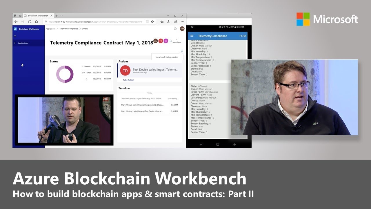 stephgou66's tweet card. Building apps and smart contracts with the Azure Blockchain Workbench...