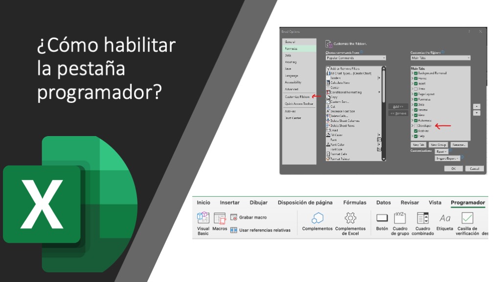cjsanchez2018's tweet card. Te cuento Cómo habilitar la pestaña programador o developer en Microsoft Excel. Fundamental para poder acceder a los menús de las Macros.