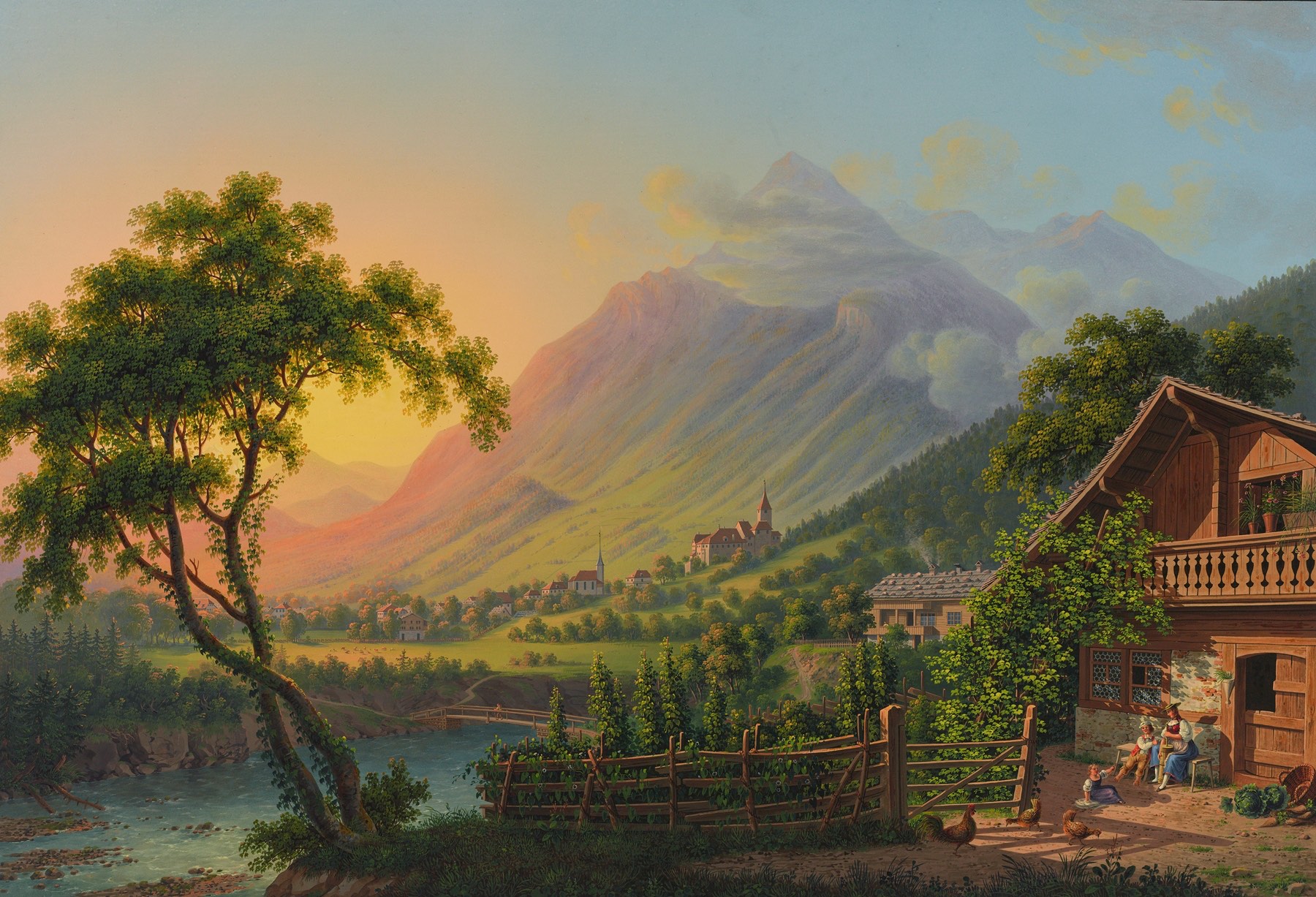 jigidipuzzles's tweet card. (77 pieces jigsaw puzzle) The artwork in Today's Daily Jigsaw Puzzle is titled "Wimmis on the River Kander near Thun", and the artist is Johann Heinrich Bleuler the Younger ♥ Johann Heinrich Bleuler...