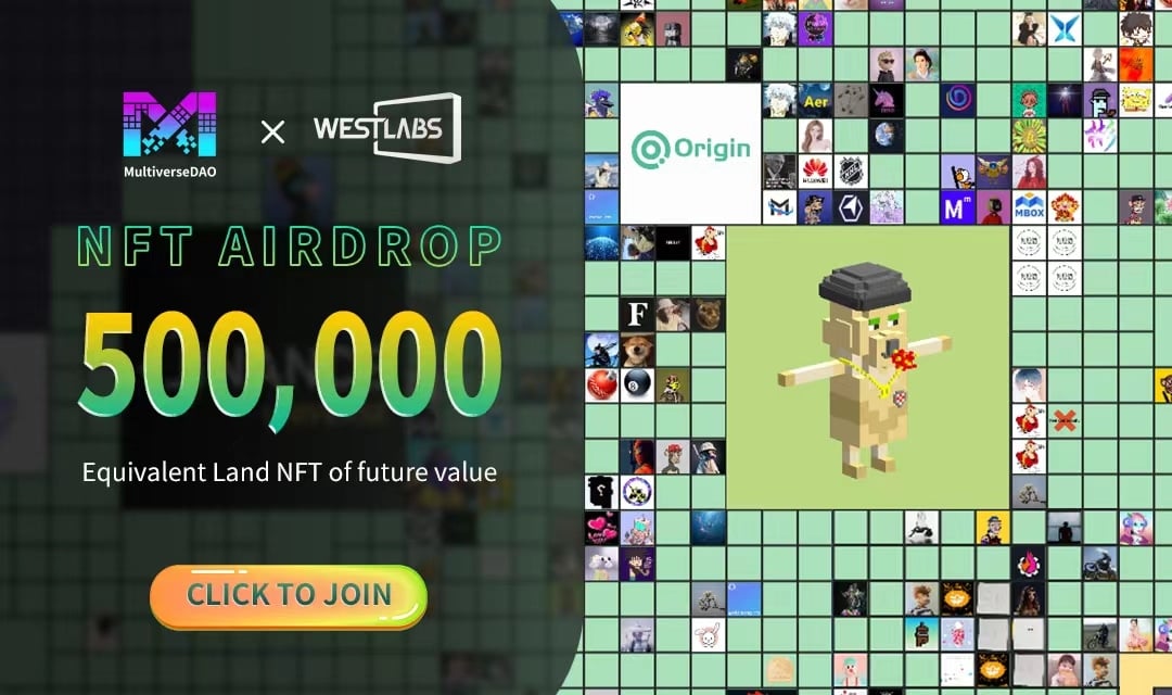 MultiverseDAO's tweet card. More then $500,000! 🎁​ Big Land Assets NFT Airdrop! (land NFT: MultiverseDAO Foundation) ​Celebrating MultiverseDAO x WestLabs Strategy Partnership! Participate this Gleam campaign to have the...
