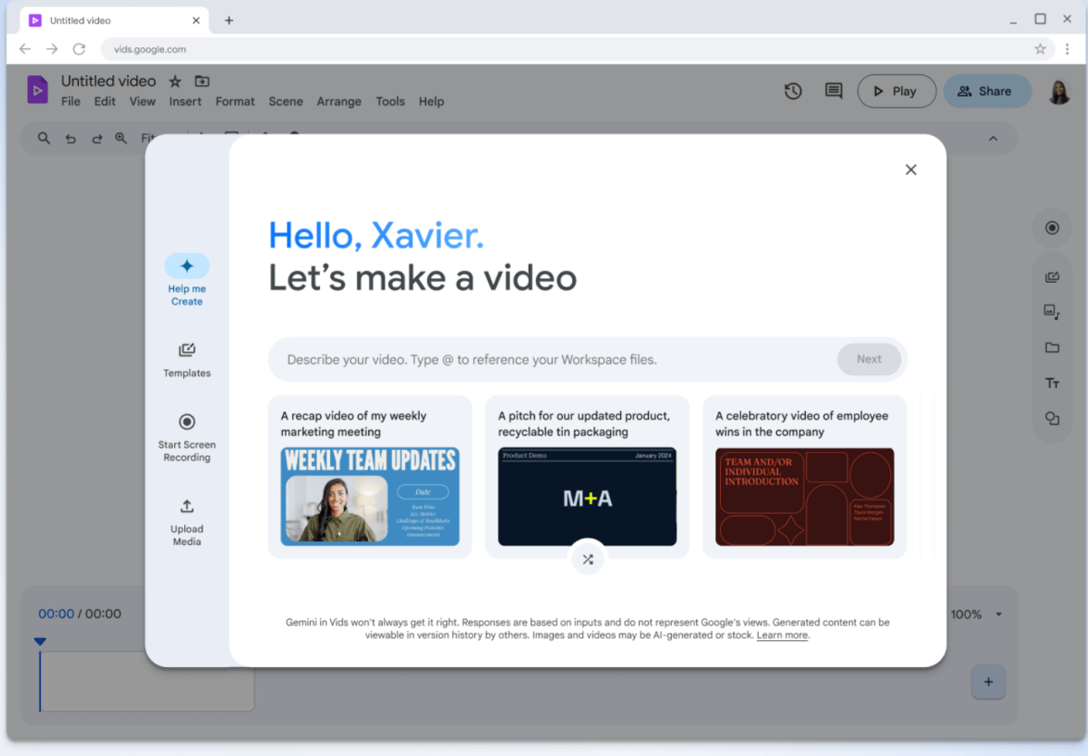 wizconsults's tweet card. Google Drive has introduced a one-click Vids button, simplifying video editing for Workspace subscribers directly within the cloud platform. Users can now preview and edit videos in the Vids app…