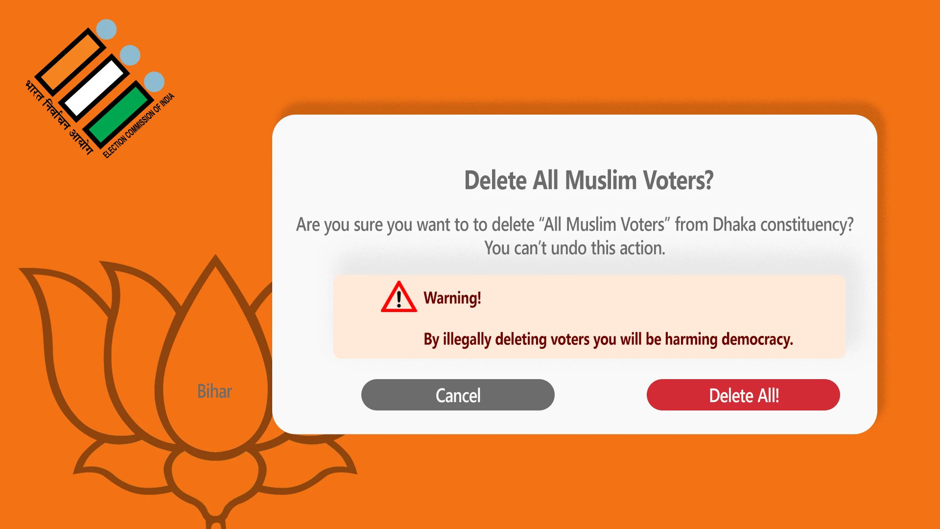 nit_set's tweet card. ECI’s district official acknowledged the attempts. No BJP state official denied them. So far, the ECI has not taken legal action against those who tried to manipulate the voter list.