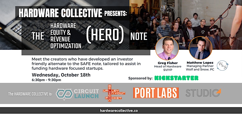 circuitlaunch's tweet card. Join us at the HERO Note Launch, where we'll introduce an exciting new convertible note exclusively designed for hardware startups.